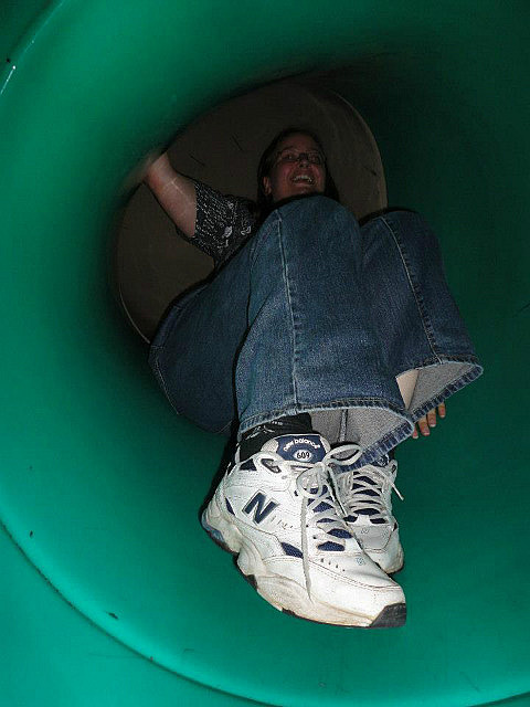 Me coming down the slide
