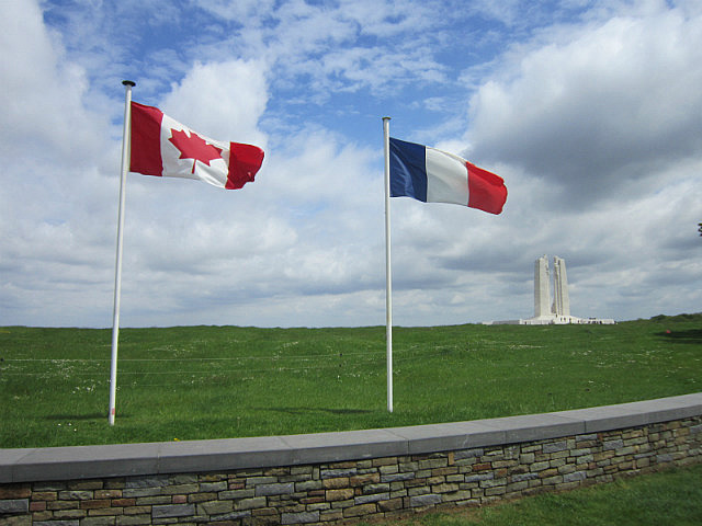 Vimy Memorial With Flags